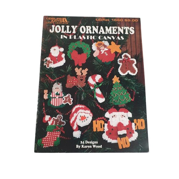 Leisure Arts Craft Leaflets Jolly Ornaments In Plastic Canvas Yarn Craft Holiday - Picture 1 of 2